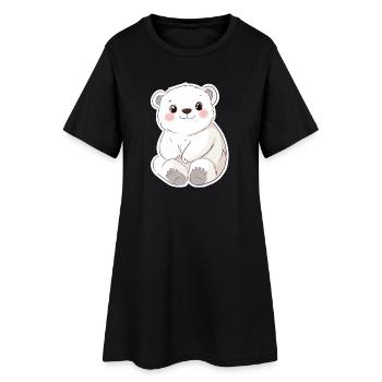 Polarbär Illustration – Arktisches Tiermotiv - Frauen T-Shirt-Kleid - Schwarz - Vorne