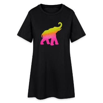 Yoga Éléphant Aquarelle Coloré Inde om Namaste - Robe T-shirt Femme - noir - Devant