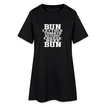 Leckere Burger mit Fleisch Tomate Käse Ketchup - Frauen T-Shirt-Kleid - Schwarz - Vorne