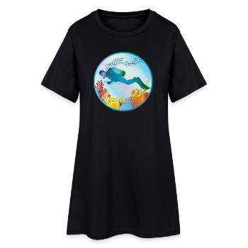 Plongeurs dans la barrière de corail colorée - Robe T-shirt Femme - noir - Devant