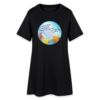 Banceau de poissons colorés dans le récif corallien - Robe T-shirt Femme - noir - Devant