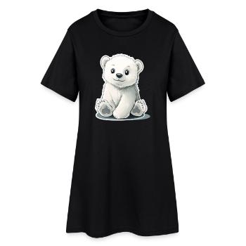 Polarbär Illustration – Arktisches Tiermotiv - Frauen T-Shirt-Kleid - Schwarz - Vorne