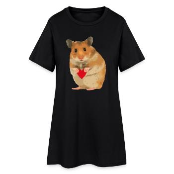 Hamster Menno with heart - Women’s T-Shirt Dress - black - Front