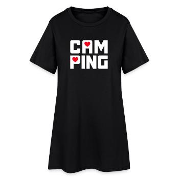 Camping Coeur Fan Camping-car Retraité Caravane Van Life - Robe T-shirt Femme - noir - Devant