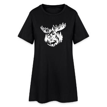 Silhouette majestueuse d’orignal dans la forêt - Robe T-shirt Femme - noir - Devant