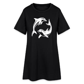 Dolphin Circle Design für umweltfreundliche Bekleidung - Frauen T-Shirt-Kleid - Schwarz - Vorne