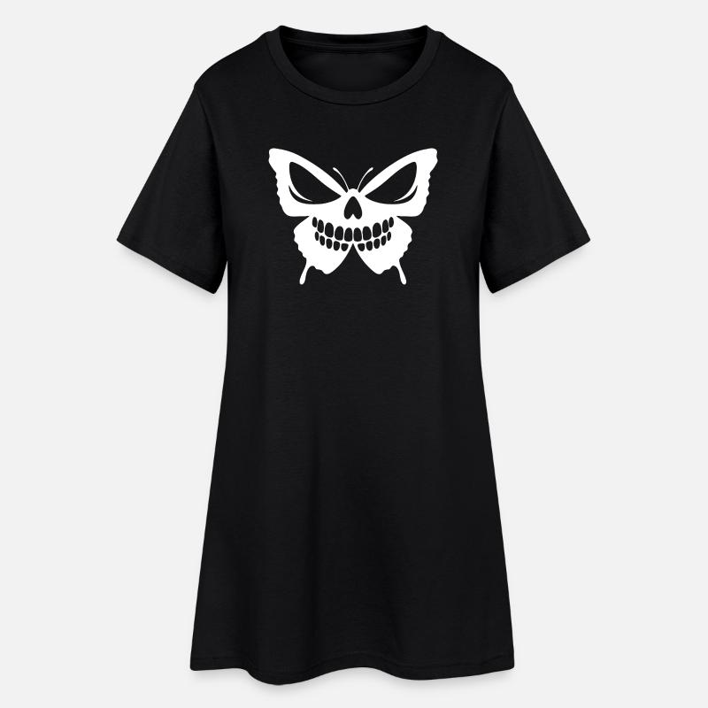 Conception complexe de crâne de papillon - Robe T-shirt Femme - noir
