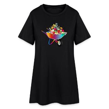Brouette colorée avec des fleurs - Robe T-shirt Femme - noir - Devant