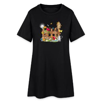 clôture de jardin colorée conçue avec amour avec des fleurs - Robe T-shirt Femme - noir - Devant