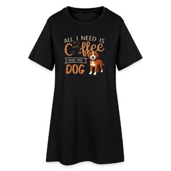 Café, chien et moi - Robe T-shirt Femme - noir - Devant