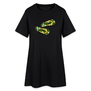 pantoufles marguerites tongs camping pelouse - Robe T-shirt Femme - noir - Devant