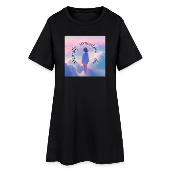 Mentalement ailleurs – Paysage onirique esthétique - Robe T-shirt Femme - noir - Devant