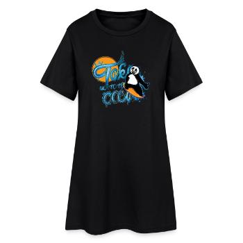 Panda Surfer – Emmenez-moi à l’océan - Robe T-shirt Femme - noir - Devant