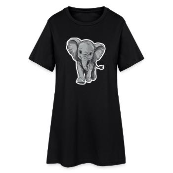 Éléphant - Robe T-shirt Femme - noir - Devant