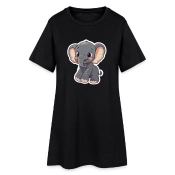 Éléphant mignon – idée cadeau pour les amoureux des animaux - Robe T-shirt Femme - noir - Devant