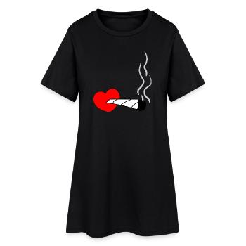 Cœur avec joint fumant – symbole de la marijuana v - Robe T-shirt Femme - noir - Devant