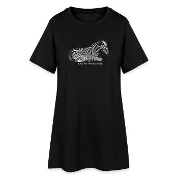 Noir avec rayures blanches - Robe T-shirt Femme - noir - Devant