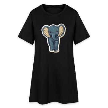 Éléphant mignon – idée cadeau pour les amoureux des animaux - Robe T-shirt Femme - noir - Devant