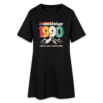 Vintage Limitierte Auflage 1990 - Frauen T-Shirt-Kleid - Schwarz - Vorne