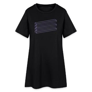 Illusion d’optique Géométrie Minimaliste Puzzle - Robe T-shirt Femme - noir - Devant