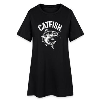 Conception de pêche d’aventure au poisson-chat - Robe T-shirt Femme - noir - Devant