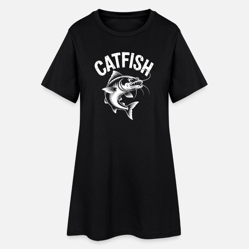 Conception de pêche d’aventure au poisson-chat - Robe T-shirt Femme - noir