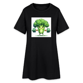 Brocoli fitness avec force musculaire - Robe T-shirt Femme - noir - Devant