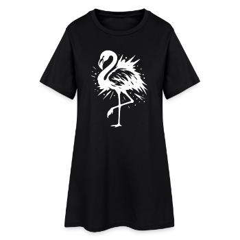 Elegante Flamingo-Silhouette - Frauen T-Shirt-Kleid - Schwarz - Vorne