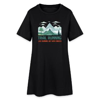 Course sur sentier - Robe T-shirt Femme - noir - Devant