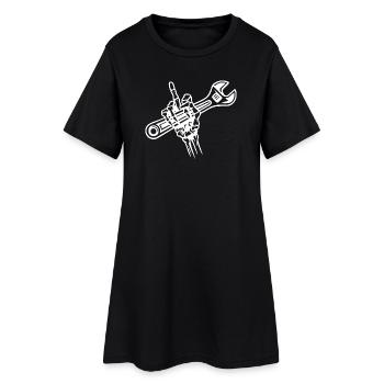 Bold Hand Holding Wrench Illustration - Women’s T-Shirt Dress - black - Front