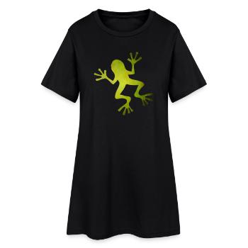 Grüne Frosch Silhouette in Tropen-Optik - Frauen T-Shirt-Kleid - Schwarz - Vorne