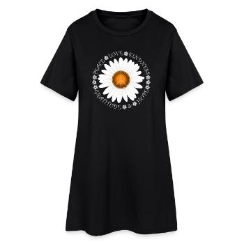 Frieden Liebe KIndness Daisy Design - Frauen T-Shirt-Kleid - Schwarz - Vorne