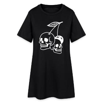 Cherry Skull Art Illustration - Women’s T-Shirt Dress - black - Front