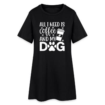 Café et chien Love Design - Robe T-shirt Femme - noir - Devant