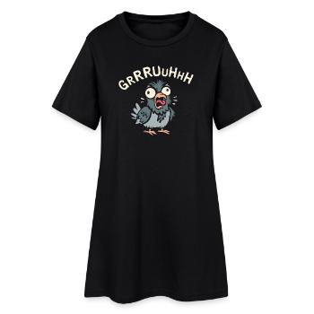 Crazy Pigeon Gruh dans le style de bande dessinée et de logo de dessin animé - Robe T-shirt Femme - noir - Devant