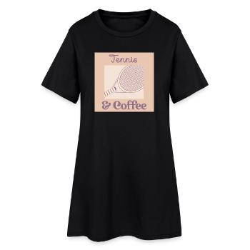 Tennis-Kaffee - Frauen T-Shirt-Kleid - Schwarz - Vorne