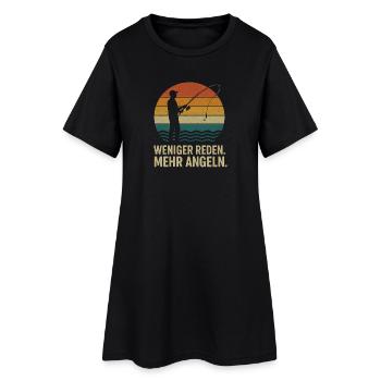 Weniger Reden. Mehr Angeln. - Frauen T-Shirt-Kleid - Schwarz - Vorne