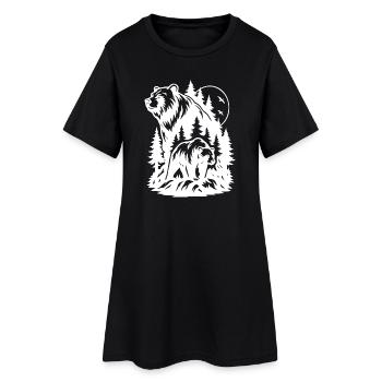 Majestueuse silhouette d’ours de forêt et de lion - Robe T-shirt Femme - noir - Devant