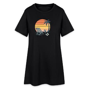 Sonnenuntergang Strand Urlaub Illustration - Frauen T-Shirt-Kleid - Schwarz - Vorne