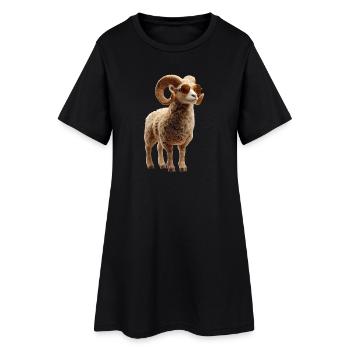Widder Mufflon Aries Wilde Schafe Männliches Schaf - Frauen T-Shirt-Kleid - Schwarz - Vorne