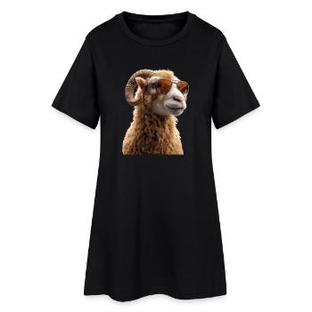 Widder Mufflon Aries Wilde Schafe Männliches Schaf - Frauen T-Shirt-Kleid - Schwarz - Vorne