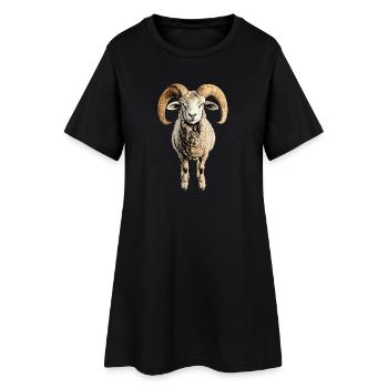Widder Mufflon Aries Wilde Schafe Männliches Schaf - Frauen T-Shirt-Kleid - Schwarz - Vorne