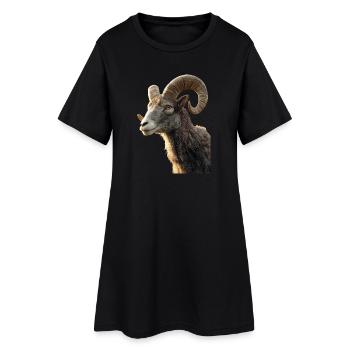 Widder Mufflon Aries Wilde Schafe Männliches Schaf - Frauen T-Shirt-Kleid - Schwarz - Vorne