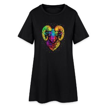 Widder Mufflon Aries Wilde Schafe Männliches Schaf - Frauen T-Shirt-Kleid - Schwarz - Vorne