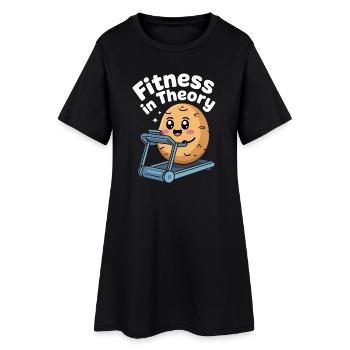 Fitness Potato Doll Cartoon Design - Robe T-shirt Femme - noir - Devant