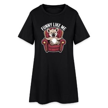 Personnage de bande dessinée hyène mignonne - Robe T-shirt Femme - noir - Devant
