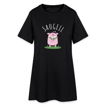 Sauguat Saugeil Dialekt Spruch Schweinchen - Frauen T-Shirt-Kleid - Schwarz - Vorne