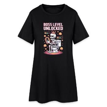 Final Level Unlocked – Retro Gaming Skeleton on - Women’s T-Shirt Dress - black - Front