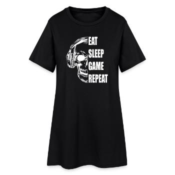 Crâne avec casque Citation de jeu - Robe T-shirt Femme - noir - Devant