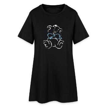 Ours en peluche ludique avec nœud bleu - Robe T-shirt Femme - noir - Devant